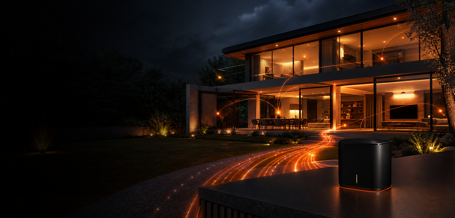 Casa moderna conectada com fibra óptica e Wi-Fi Mesh
